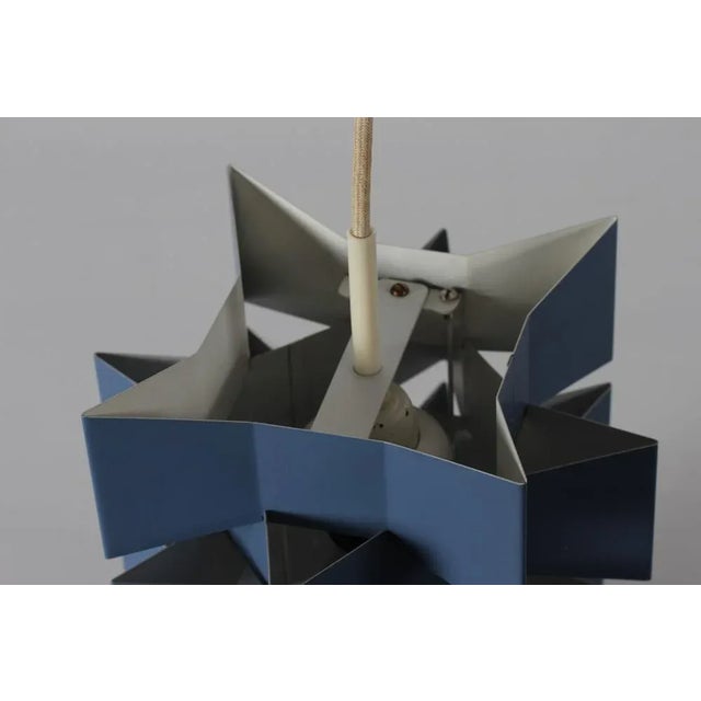 Danish Geometric Metal Pendant Light in the Style of Niels Esmann and Poul Gernes, 1970s For Sale - Image 6 of 8