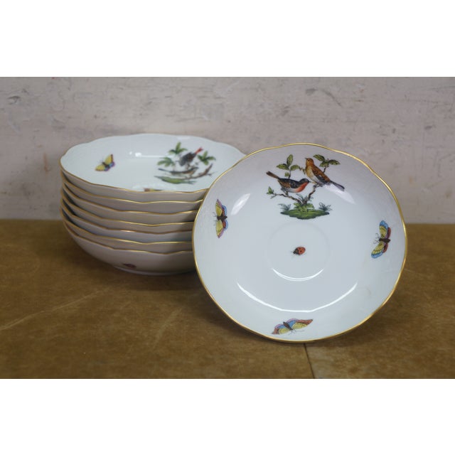 Early 20th Century Herend Rothchild Porcelain Bird Motif China Dinner Tea Service Plate Set - 47pc For Sale - Image 12 of 15