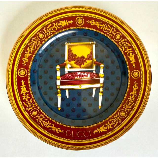 Vintage 1980s Gucci Porcellana Neoclassical Chair Decorative Plate For Sale - Image 13 of 13