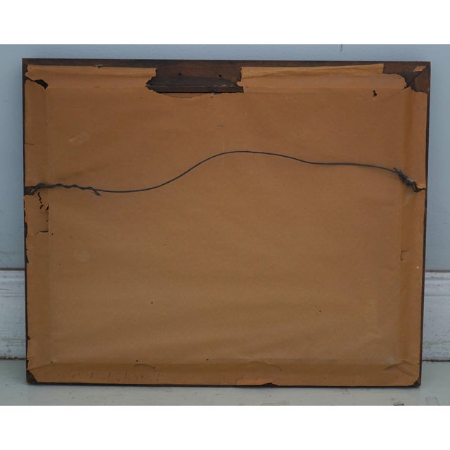 Brown 1960s Still Life Fruit Basket Jean Baumer Theorem Painting Stencil Artwork on Cotton Signed For Sale - Image 8 of 8