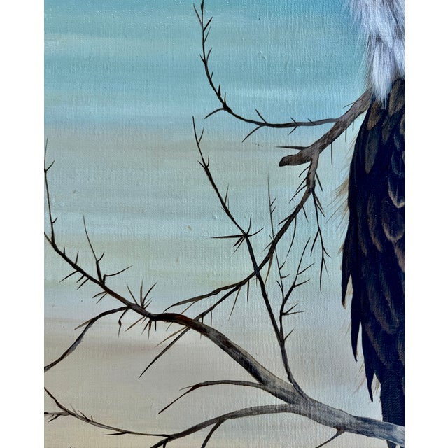 American Bald Eagle Framed Animal Art, Oil on Canvas Lynn Chase Signed 1980 For Sale In New York - Image 6 of 15
