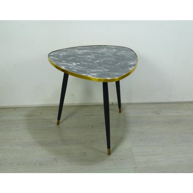 Mid-Century Modern German Triangle Cocktail Table with Black Formica Top, 1950s For Sale - Image 3 of 6
