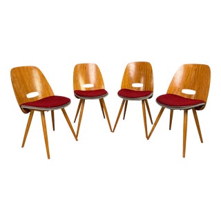Mid-Century Modern Plywood Dining Chairs by František Jirák for Tatra N, 1960s, Set of 4 For Sale