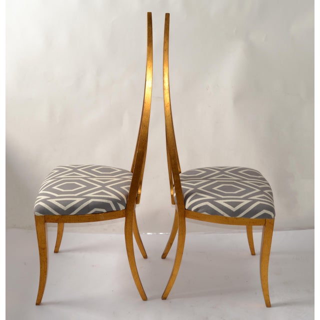 1930s 1930 Art Deco John Turano & Sons Giltwood Mother Pearl Side Accent Chairs, Pair For Sale - Image 5 of 16