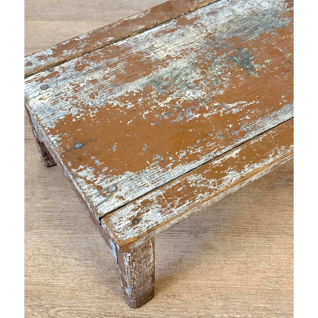 Wood Antique Primitive Farmhouse Wood Step Foot Stool For Sale - Image 7 of 9
