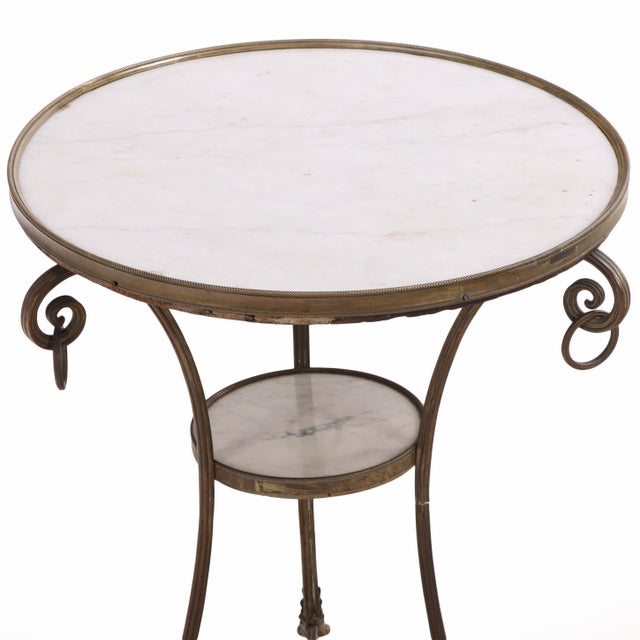 French French Marble and Bronze Gueridon Table in the Manner of Maison Jansen, C. 1940 For Sale - Image 3 of 7