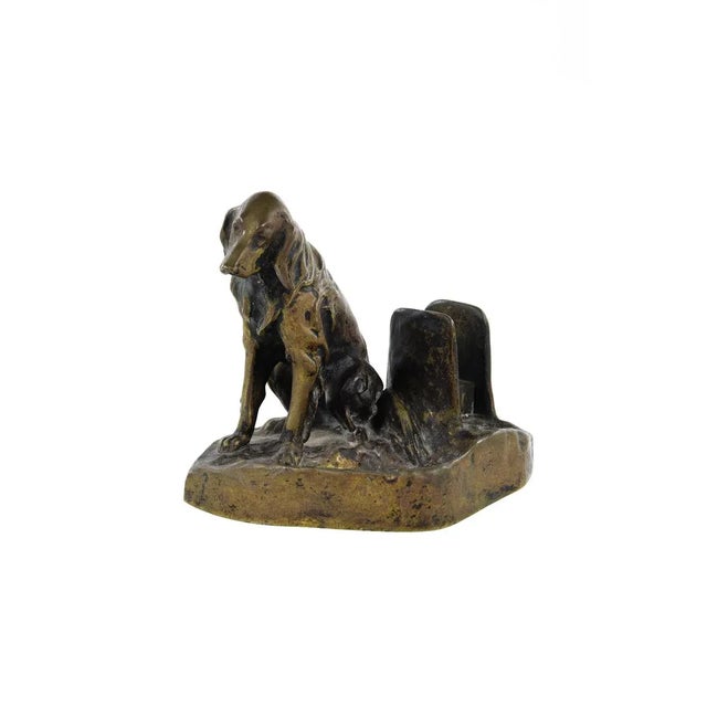 Metal Patinated Bronze Smoke Tray With Dog - Irish Setter- C1910 For Sale - Image 7 of 9
