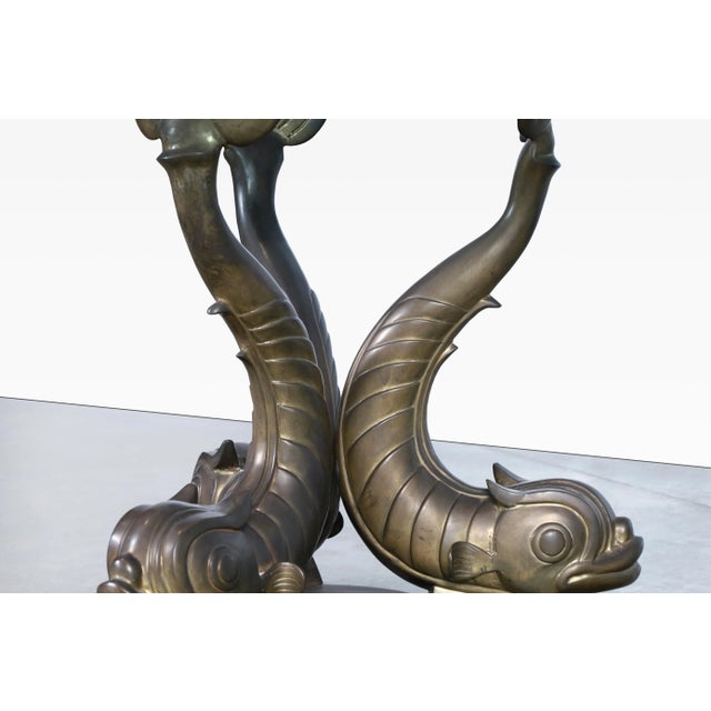 Metal Vintage Italian Bronze Koi Fish Dining Table, 1970s For Sale - Image 7 of 12