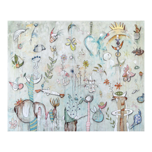 Robot Circleish - Abstract Expressionist Mixed Media Painting on Canvas by Bruce Rubenstein