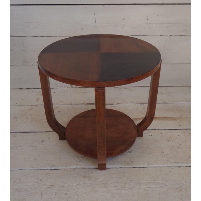 Art Deco Walnut Coffee Table with Curved Legs and Ebonized Segmented Top, 1930s For Sale - Image 3 of 15