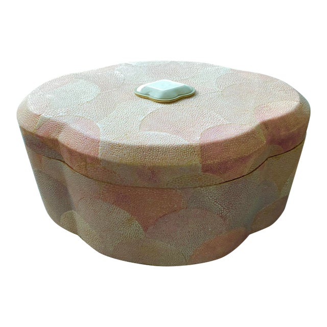XL Pink Genuine Shagreen Box Attributed to Maitland Smith For Sale