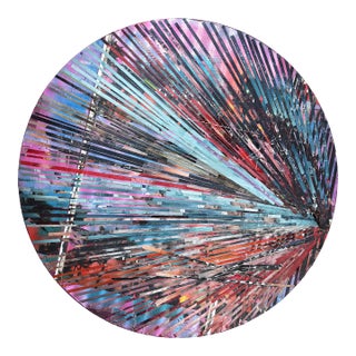 Phoenix Rising - Original Round Contemporary Luxury Gucci Shopping Bags Collage Mixed Media Wall Art For Sale