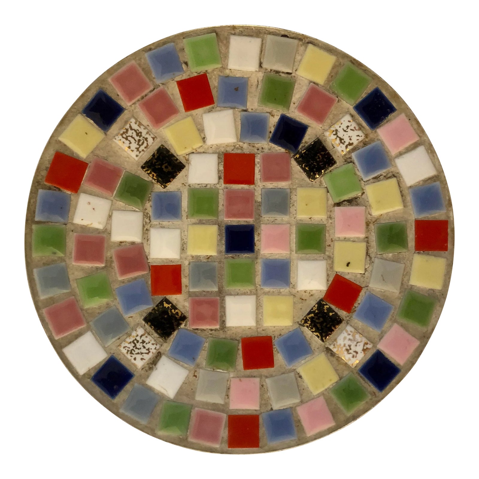 Mid Century Multi-colored Tile Trinket Dish | Chairish