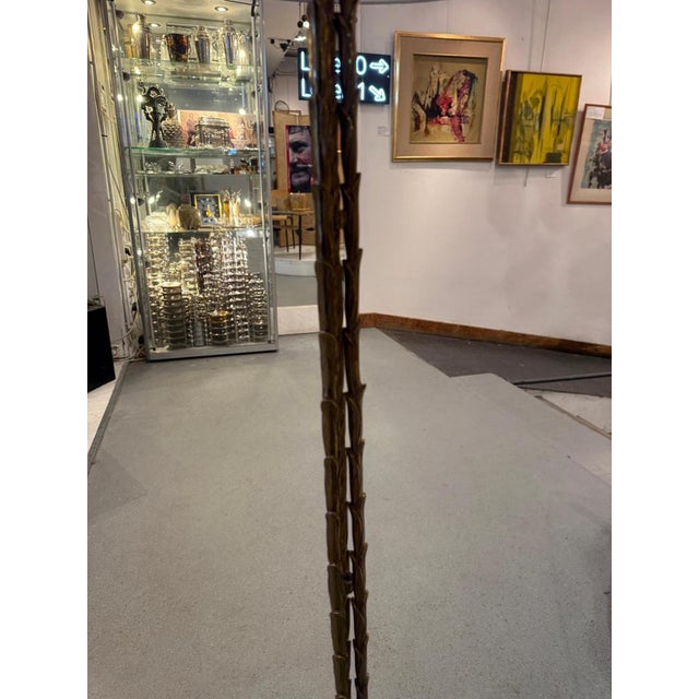 Metal Triple Bronze Faux Bamboo Floor Lamps from Maison Bagues, 1950s For Sale - Image 7 of 13