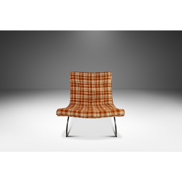 1950s Mid-Century Modern Early Scoop Chair in Original Woolen Plaid Fabric Attributed to Milo Baughman for Thayer Coggin, Usa, Circa 1950s For Sale - Image 5 of 12