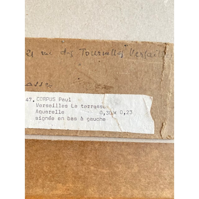 Paul Corpus, Versailles, 1920s, Gouache and Watercolor, Framed For Sale - Image 13 of 17