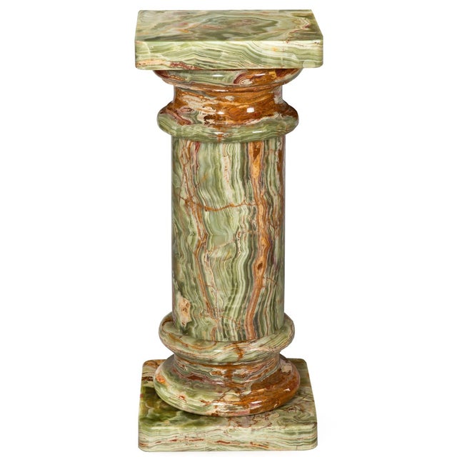 Roman Style Green & Brown Translucent Onyx Pedestal Column For Sale - Image 4 of 13