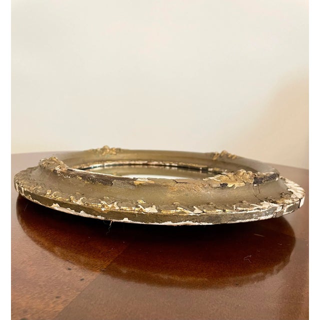 Antique French Baroque Oval Solid Wood Wall Mirror For Sale - Image 11 of 12