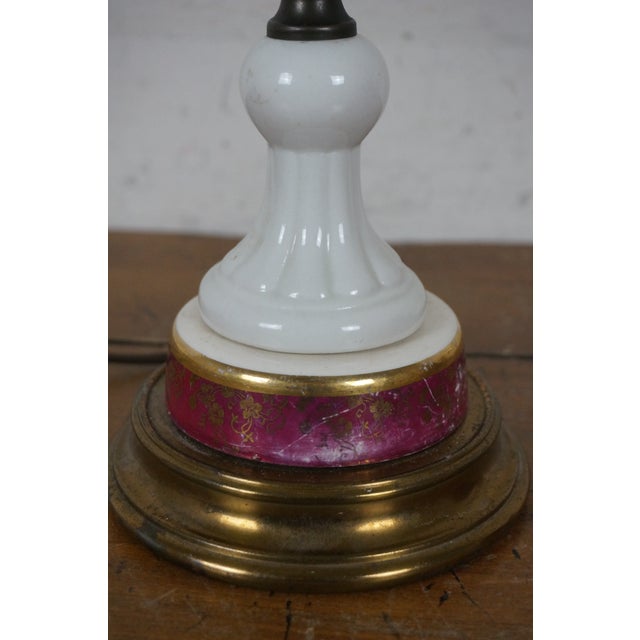 Mid 20th Century French Provincial Sevres Style Porcelain Gilt Burgundy Vanity Table Lamp For Sale - Image 9 of 12