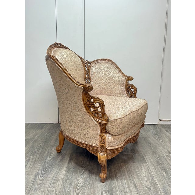 Early 20th Century Louis XV Style Ornately Carved Walnut Lounge Chair For Sale In Boston - Image 6 of 10