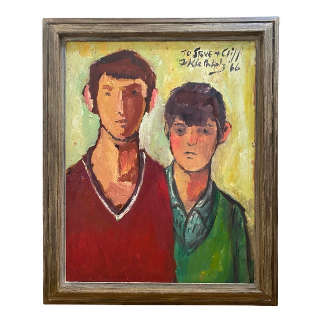 1966 Frank Kleinholz Two Boys Oil on Canvas For Sale