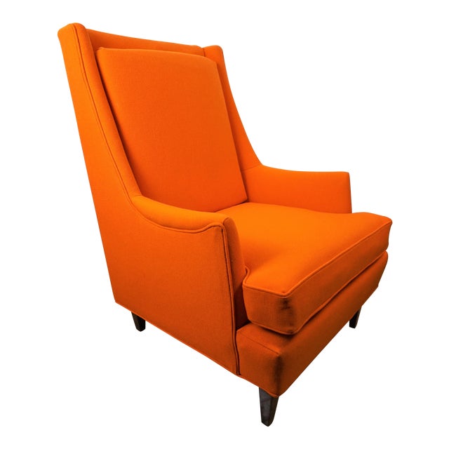 Milo Baughman for James Inc. Orange Lounge Chair Chairish