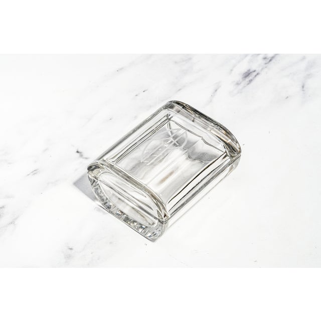 Heavy Crystal Glass Antique Jewelry Box Art Deco Monogrammed Br Trinket Box Luxury Home Decor For Sale - Image 13 of 13