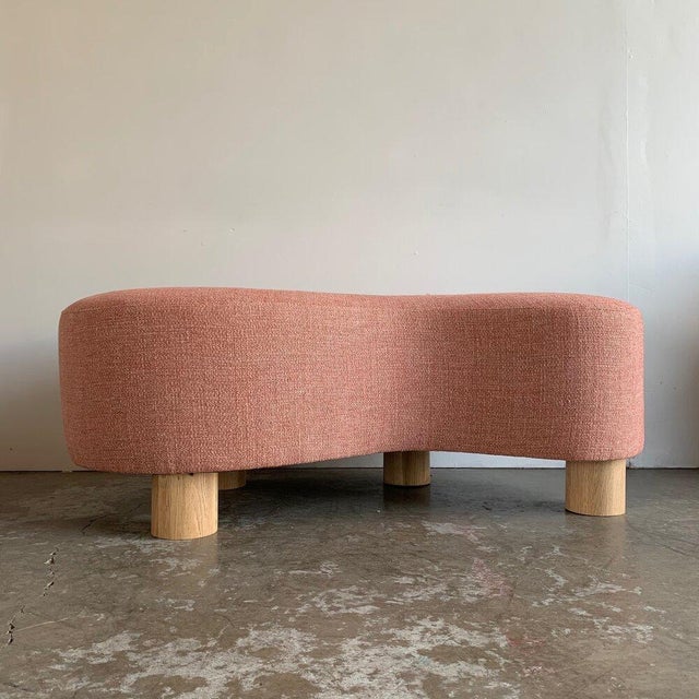 Pink Custom Made Pink Kidney Ottoman For Sale - Image 8 of 11