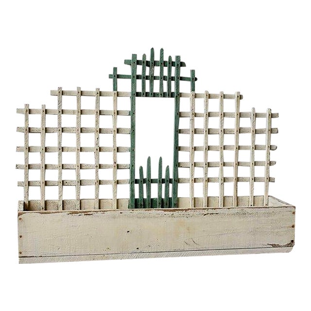 Vintage Handmade Painted Wood Trellis Wall Box, Circa 1930s-40s For Sale