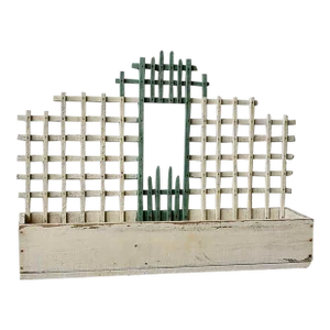 Vintage Handmade Painted Wood Trellis Wall Box, Circa 1930s-40s
