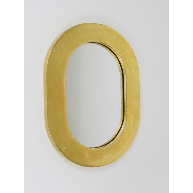 Wood Mid-Century Minimalist Gold-Plated Wall Mirror by Carl Aubock, Vienna, Austria, 1960 For Sale - Image 7 of 15