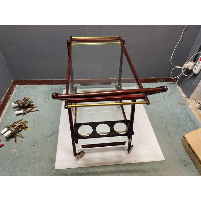 Mahogany Bar Cart by Cesare Lacca, 1950s For Sale - Image 9 of 12