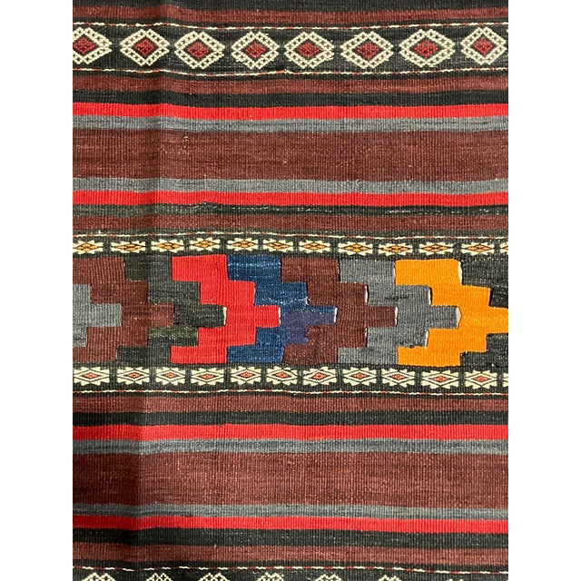 Tribal Vintage Handwoven Persian Kilim Rug 6'9" X 10'2" For Sale - Image 3 of 6