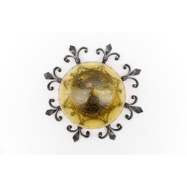 Iron Glass Flush Mount Ceiling Light, 1960s For Sale - Image 13 of 13