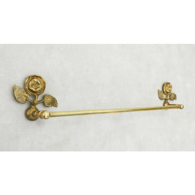 French Rose Flower Bathroom Accessories in Bronze and Brass, 1950s, Set of 5 For Sale - Image 11 of 14