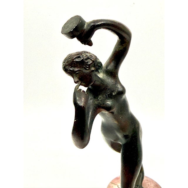 Early 20th Century Grand Tour Neoclassical Minauture Bronze Mounted on Beautiful Rouge Marble Base For Sale - Image 9 of 13