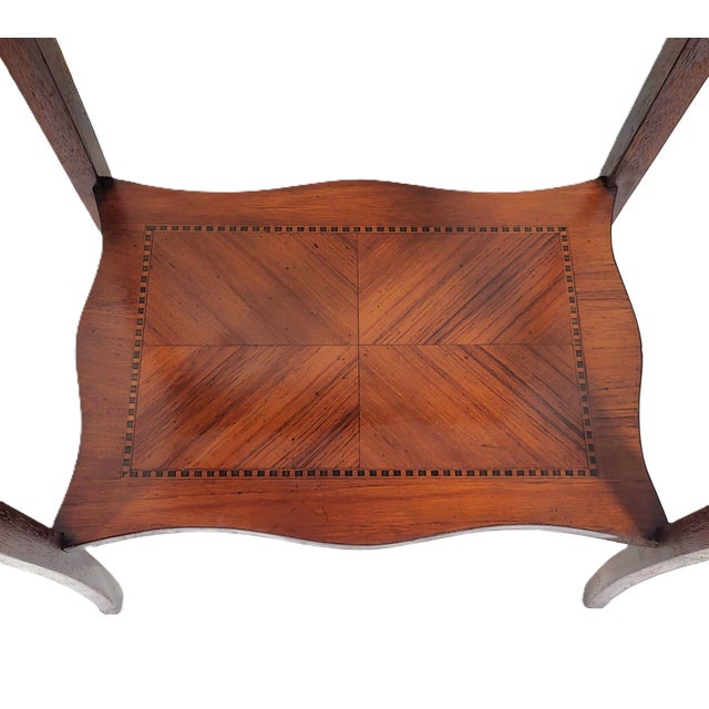 Antique French Louis XV Satinwood Inlaid Two Tier Side Table Stand For Sale - Image 10 of 12