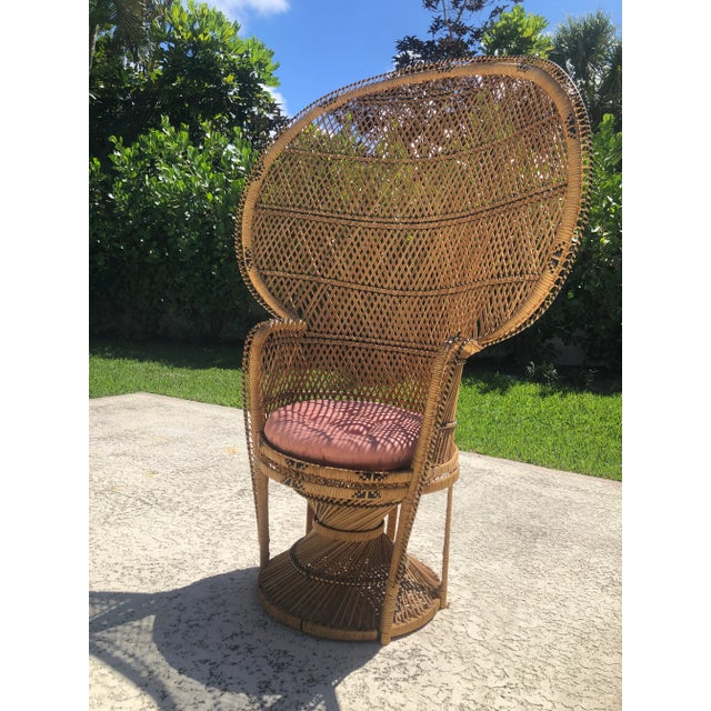 1970s 1970s Vintage Mid-Century Woven Rattan Peacock Chair For Sale - Image 5 of 11
