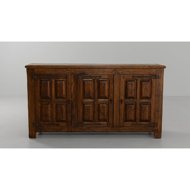 1970s 1970s French Baroque Oak Buffet With Iron Hardware For Sale - Image 5 of 18