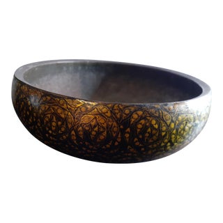 Vintage Paper Mache Decorative Bowl From Kashmir India For Sale