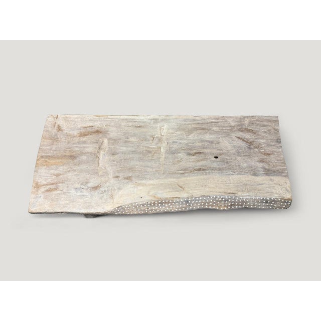 Andrianna Shamaris Century Old Teak Wood Coffee Table with Shell Inlay For Sale - Image 4 of 18