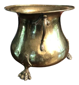 Antique Mid 19th Century Russian Pre Revolution Imperial Hallmark Brass Hand Rolled Jardiniere