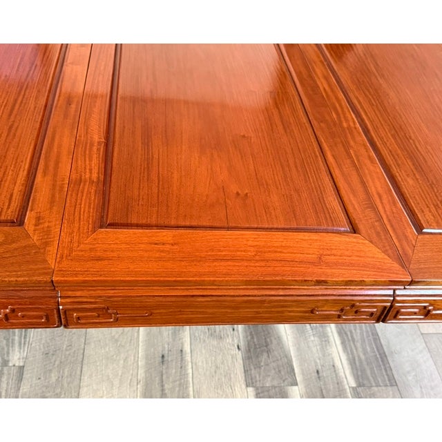 1970s Chinese Soild Rosewood Chinese Longevity Oval Dining Set 7 Piece For Sale In Boston - Image 6 of 18