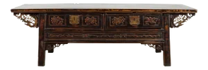Chinese Qing Dynasty 19th Century Black Lacquer Coffee Table with Two Drawers