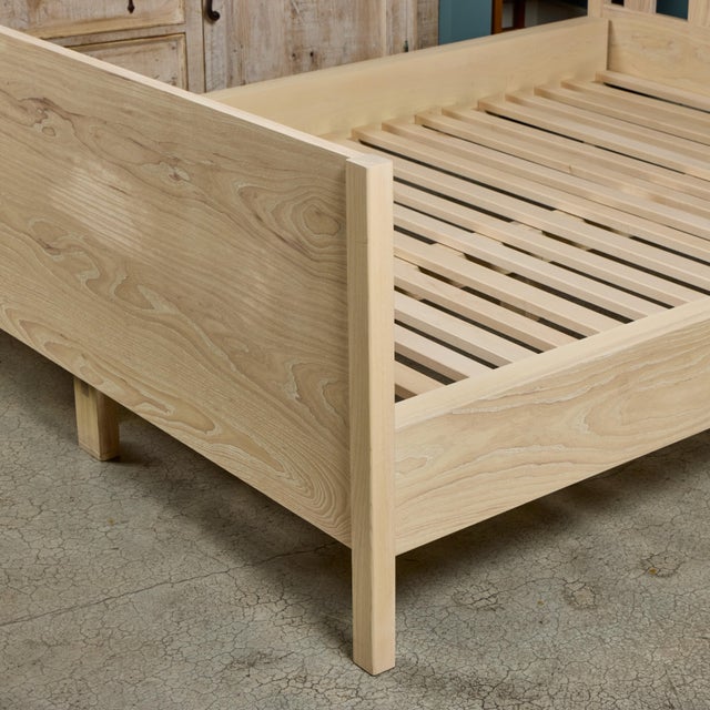 Custom White Ash Wood Bed W/ Headboard + Footboard Queen For Sale - Image 11 of 12