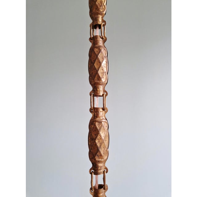 Gold Art Deco Pendant Light in Scalloped Clear Glass, 1920s For Sale - Image 8 of 14