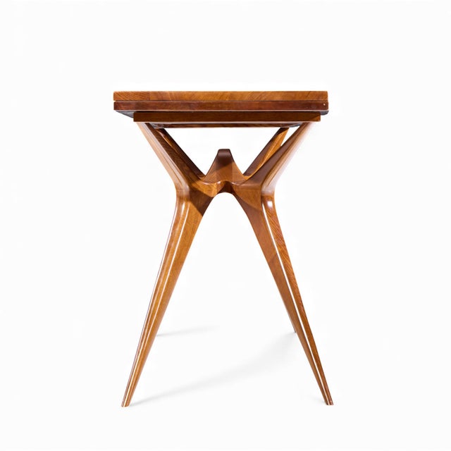Mid 20th Century Mid 20th Century Giuseppe Scapinelli Mid Century Brazilian Walnut Console Flip Top Dining Table For Sale - Image 5 of 11