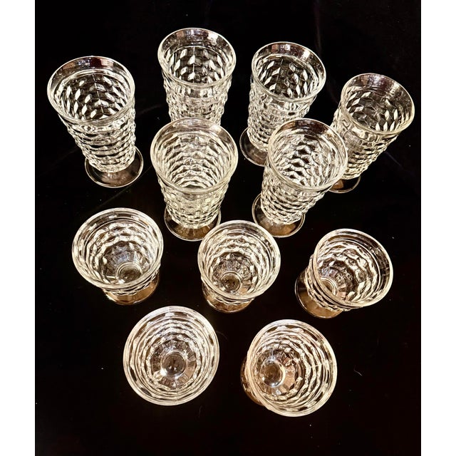 Transparent Mid 20th Century Indiana Glass Colony Whitehall Cubist Glasses - Set of 11 For Sale - Image 8 of 12