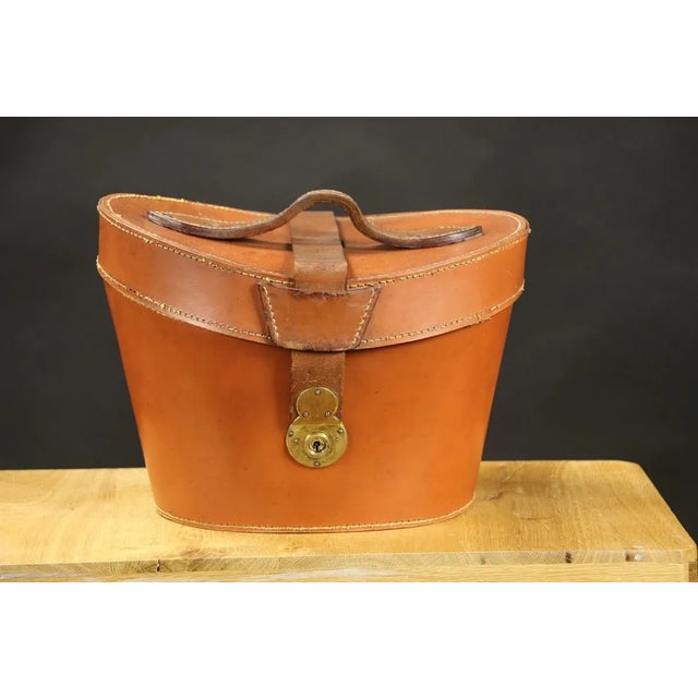 Round Leather Hat Trunk For Sale - Image 10 of 10