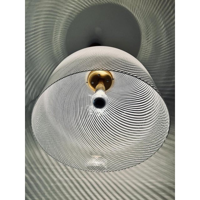 Large Tessuto Pendant Light with Brass Fittings from Venini, 1960s For Sale - Image 4 of 9